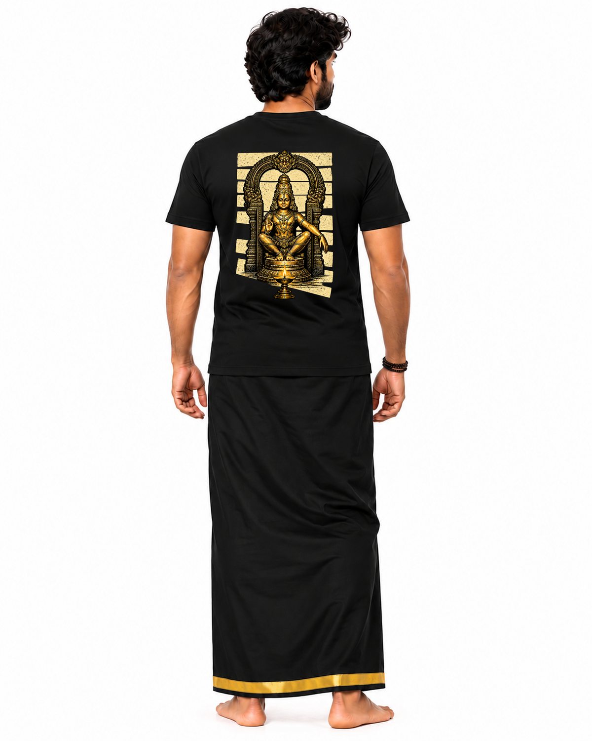 Pon Aandavan Round Neck T Shirt + Veshti + Thundu (COMBO)
