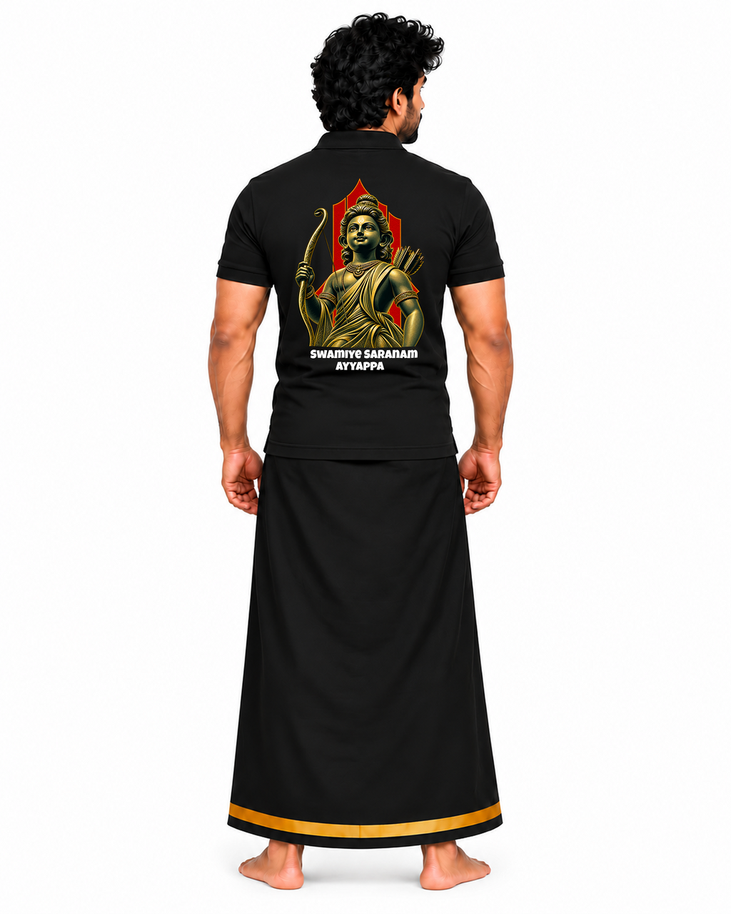 Ayyappa Maharaja Polo T Shirt + Veshti + Thundu (COMBO)