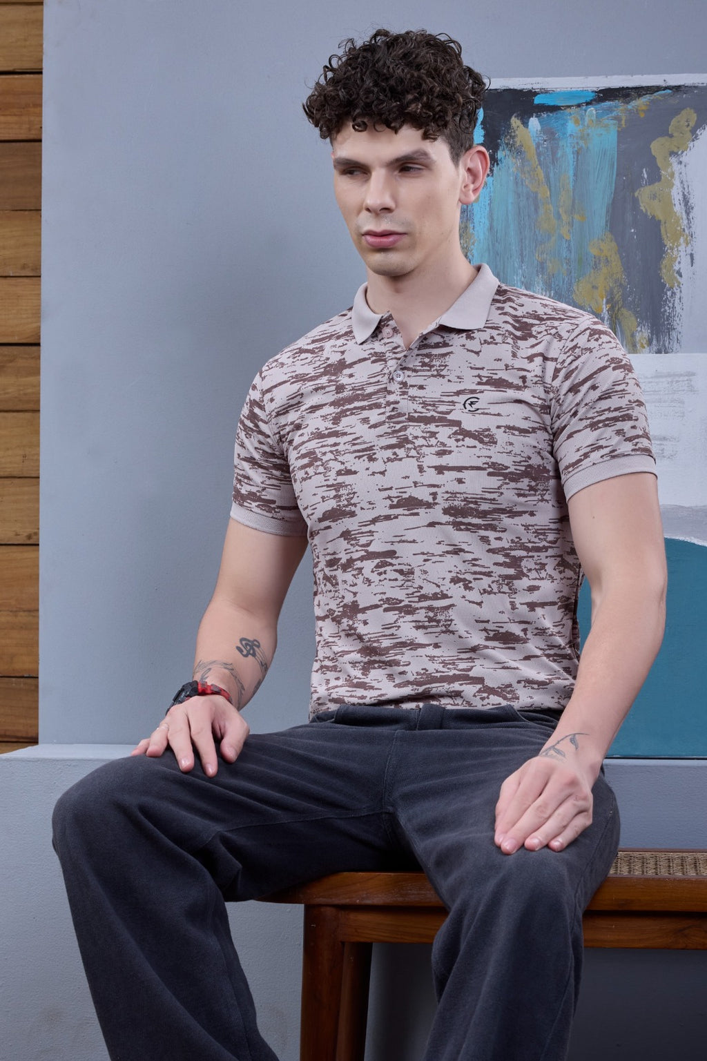 Fitrex Men's Printed Polo T-Shirt -FX698