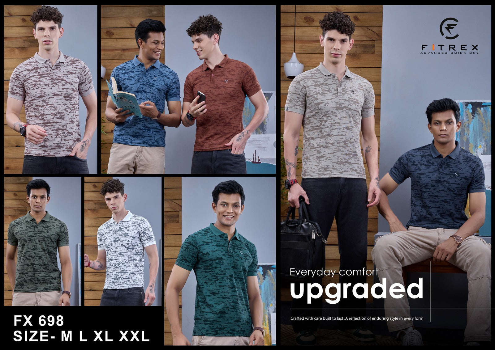 Fitrex Men's Printed Polo T-Shirt -FX698